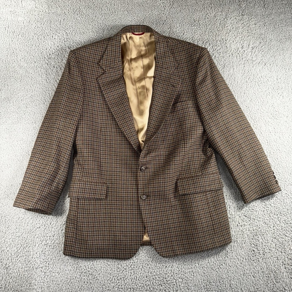 Jos A Bank Blazer Men 44 Wool Houndstooth Two Button Sports Coat Made In USA VTG